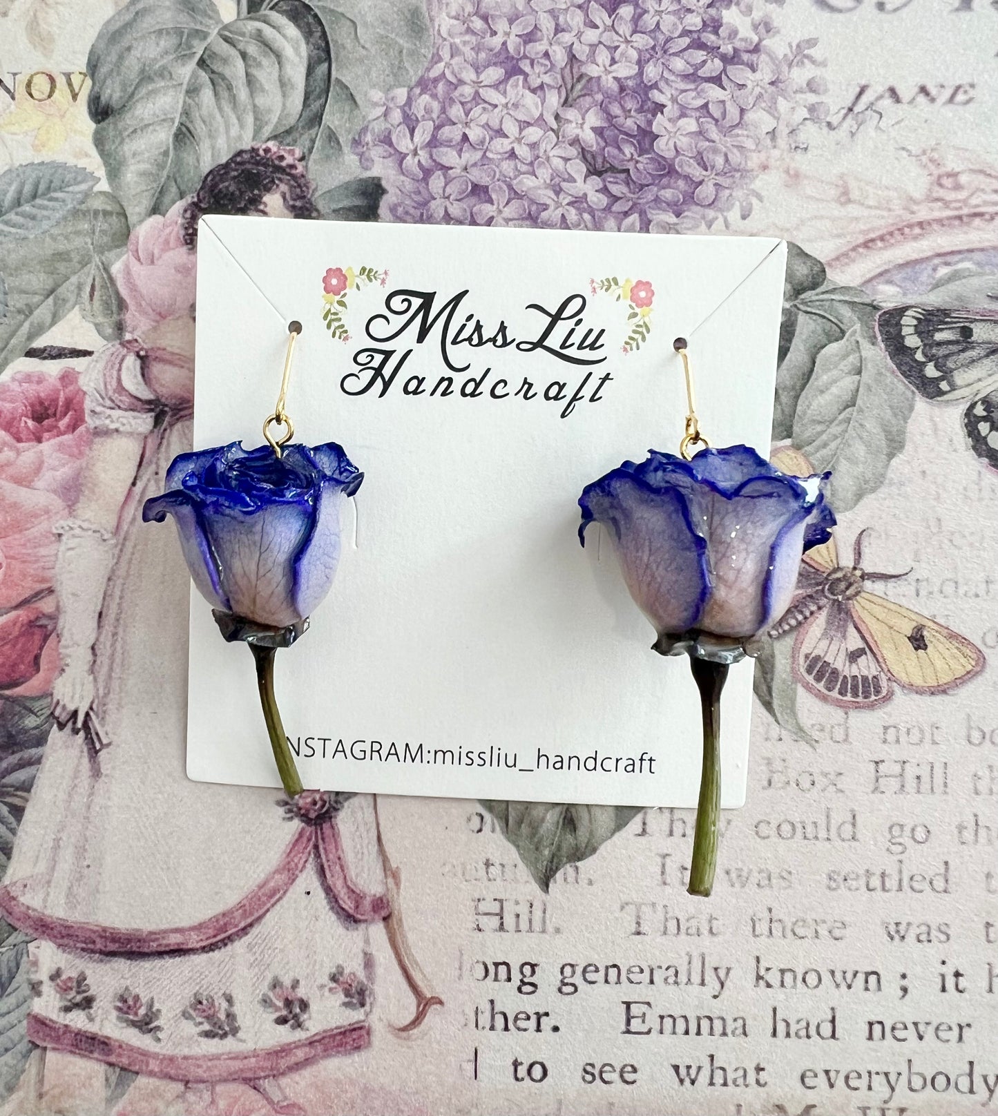 Japanese purple rose earring