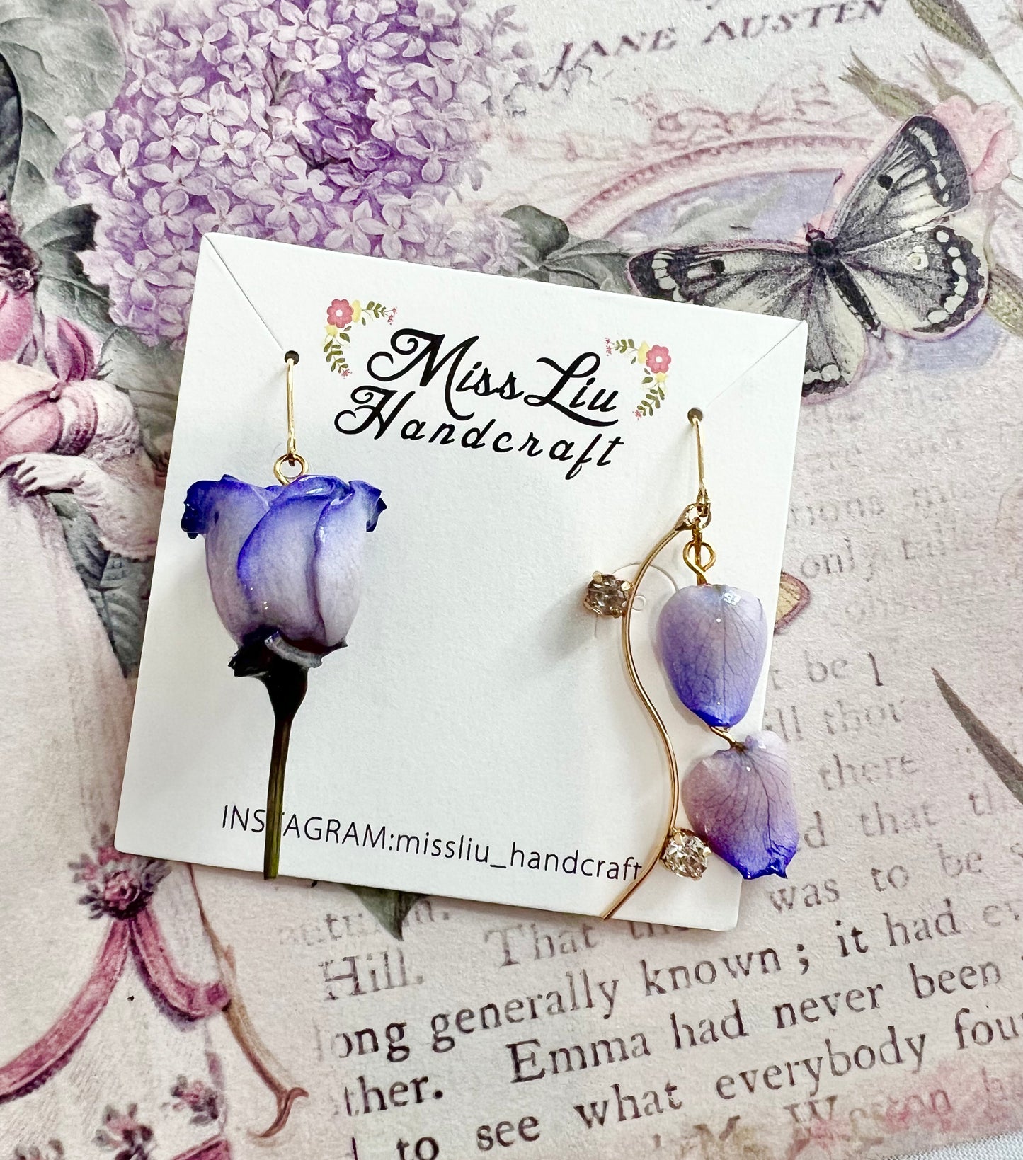 Japanese purple rose earring