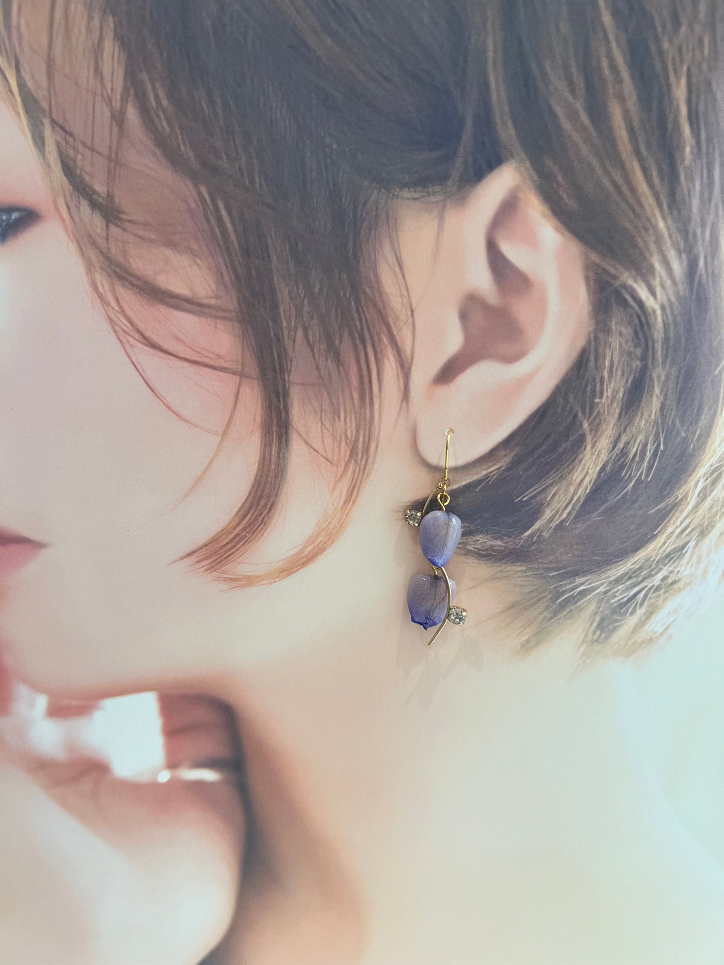 Japanese purple rose earring