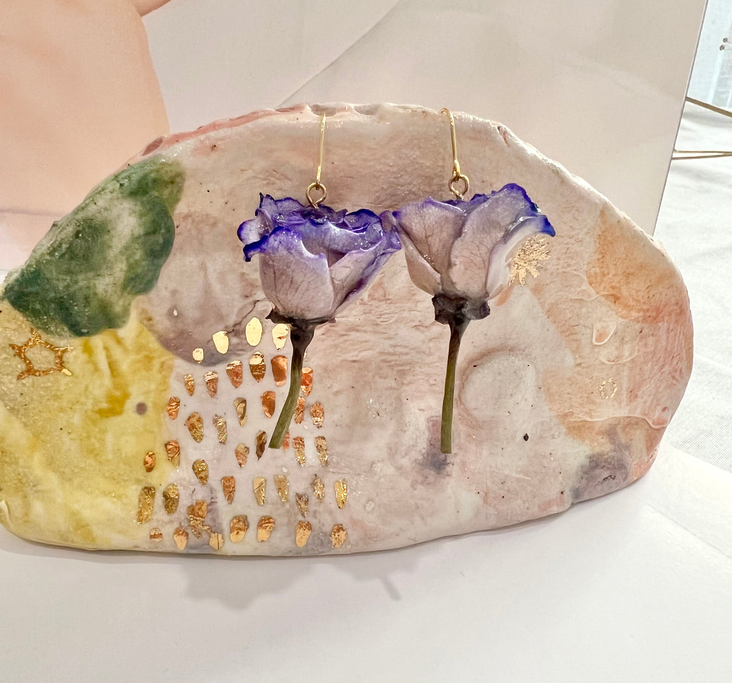 Japanese purple rose earring