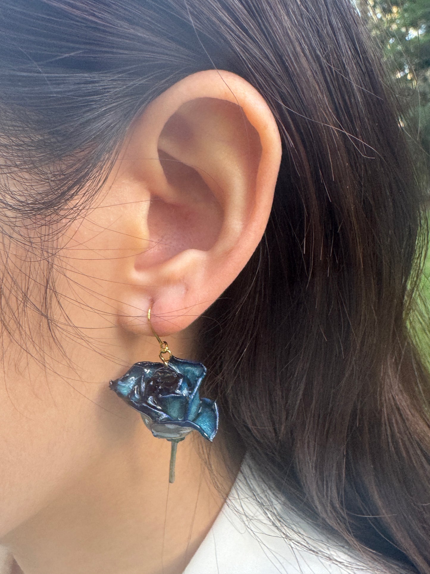 Japanese cobalt rose earring