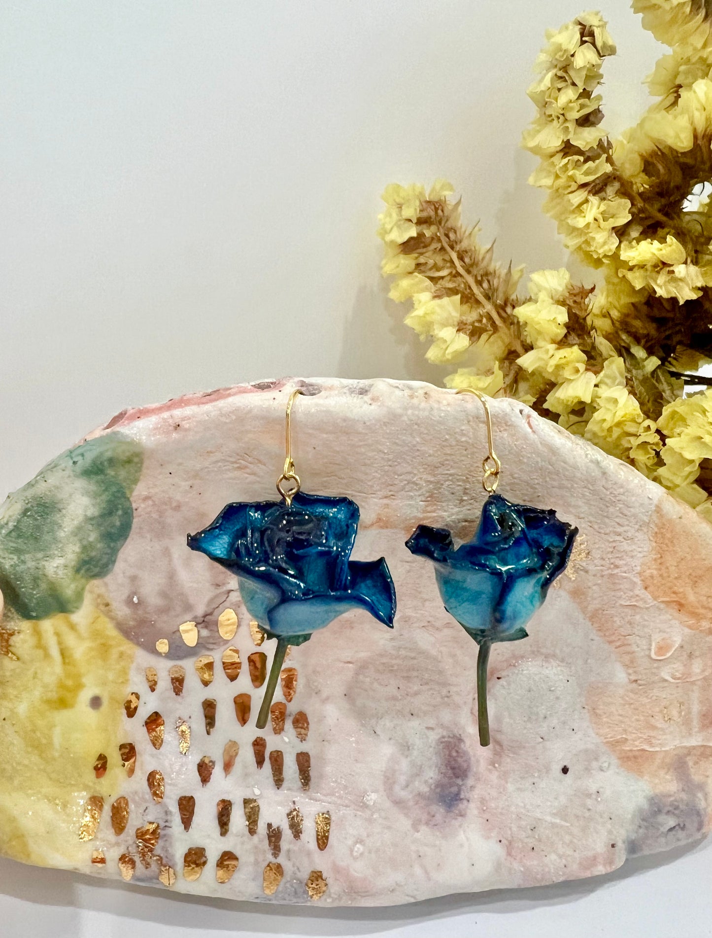 Japanese cobalt rose earring