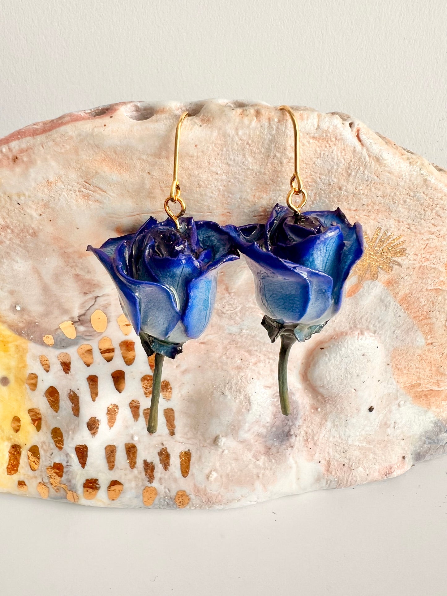Japanese blue rose earring
