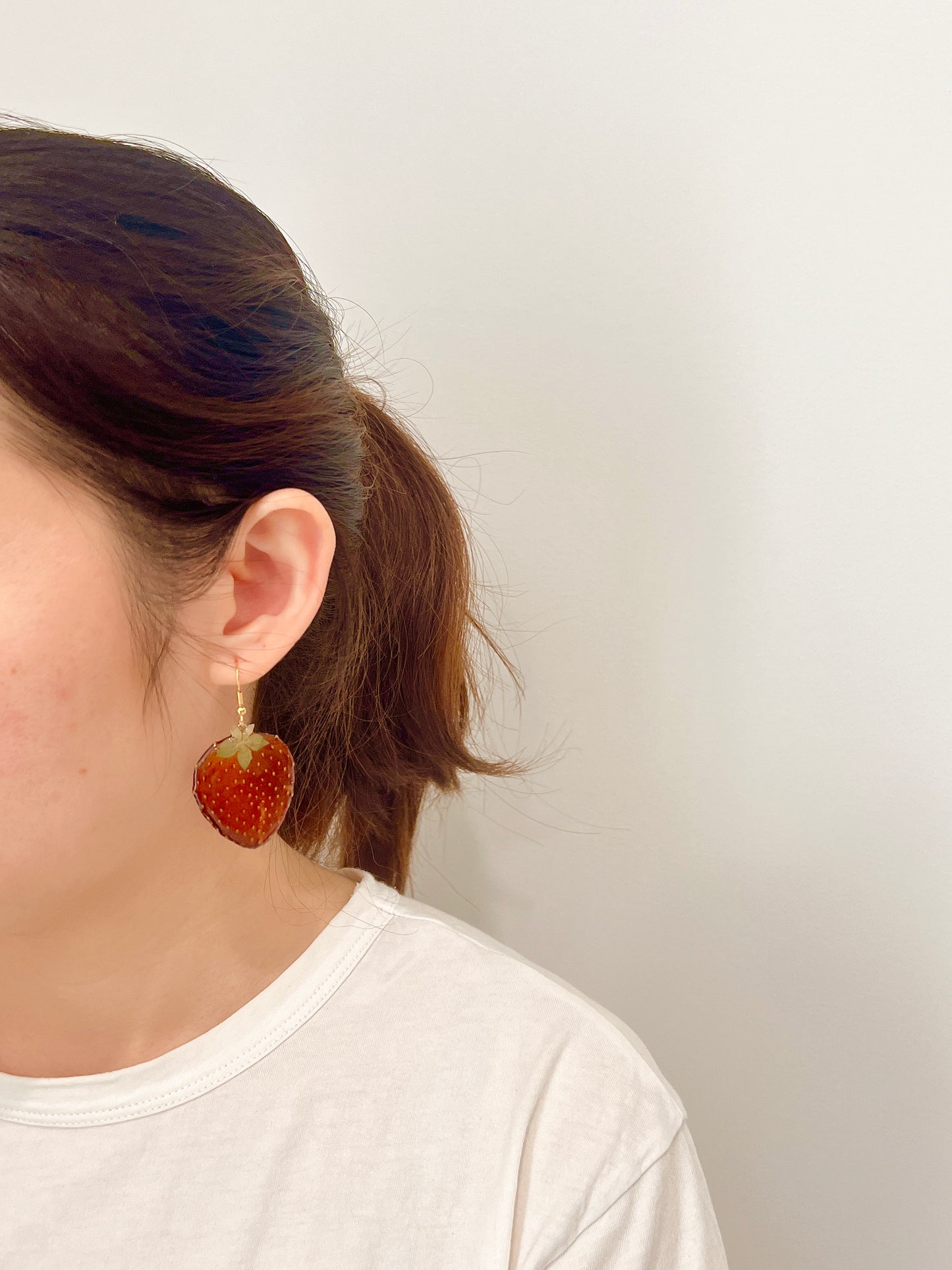 Handmade real strawberry skin earring