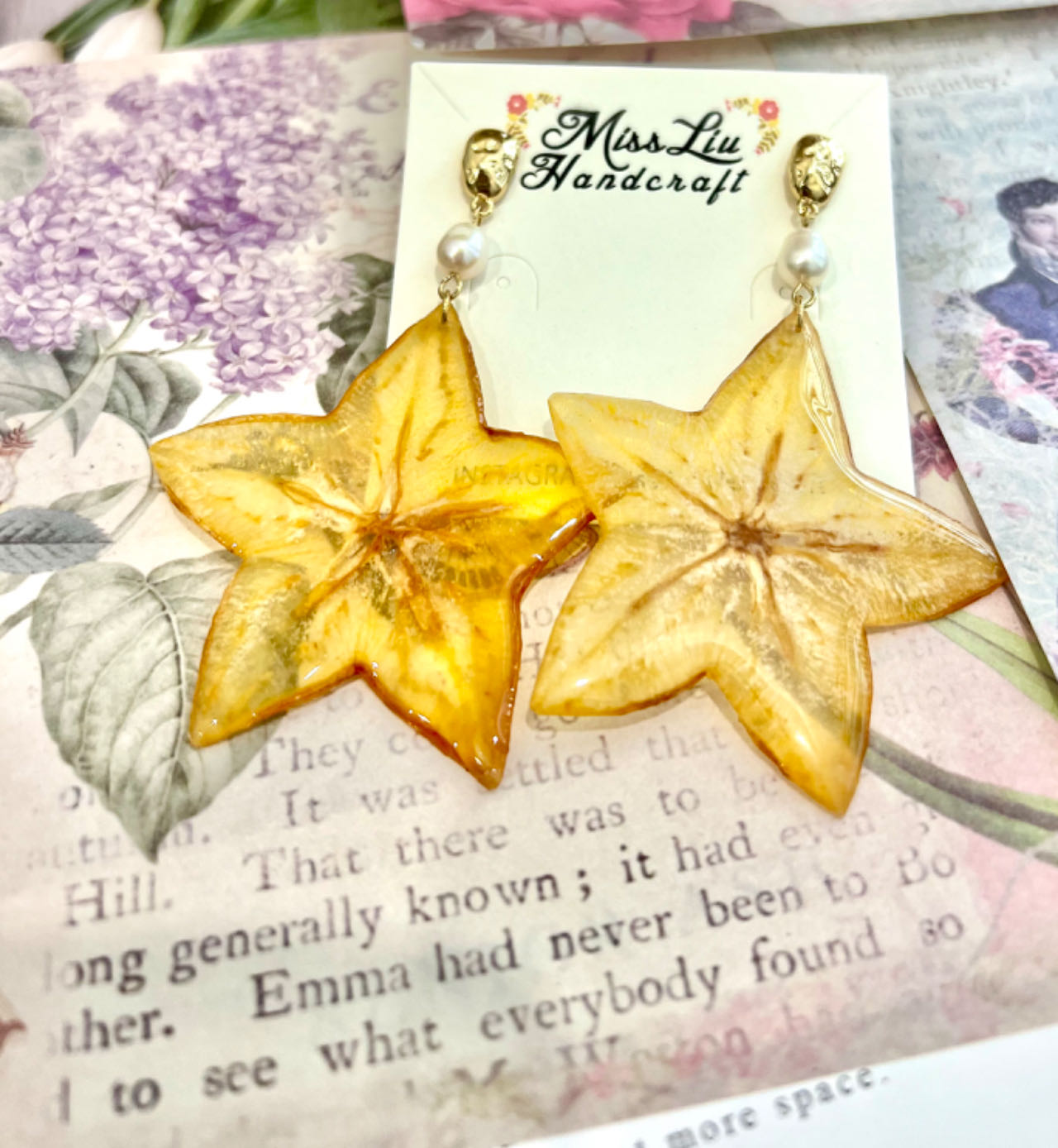 Handmade real star fruit earring