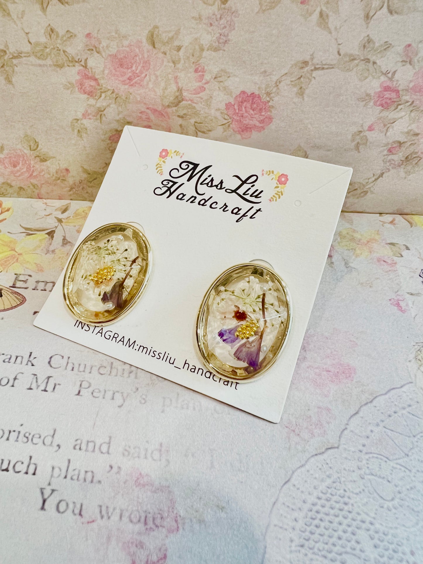 Handmade real flower earring