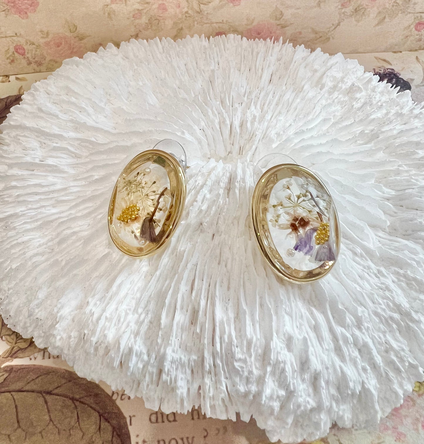 Handmade real flower earring