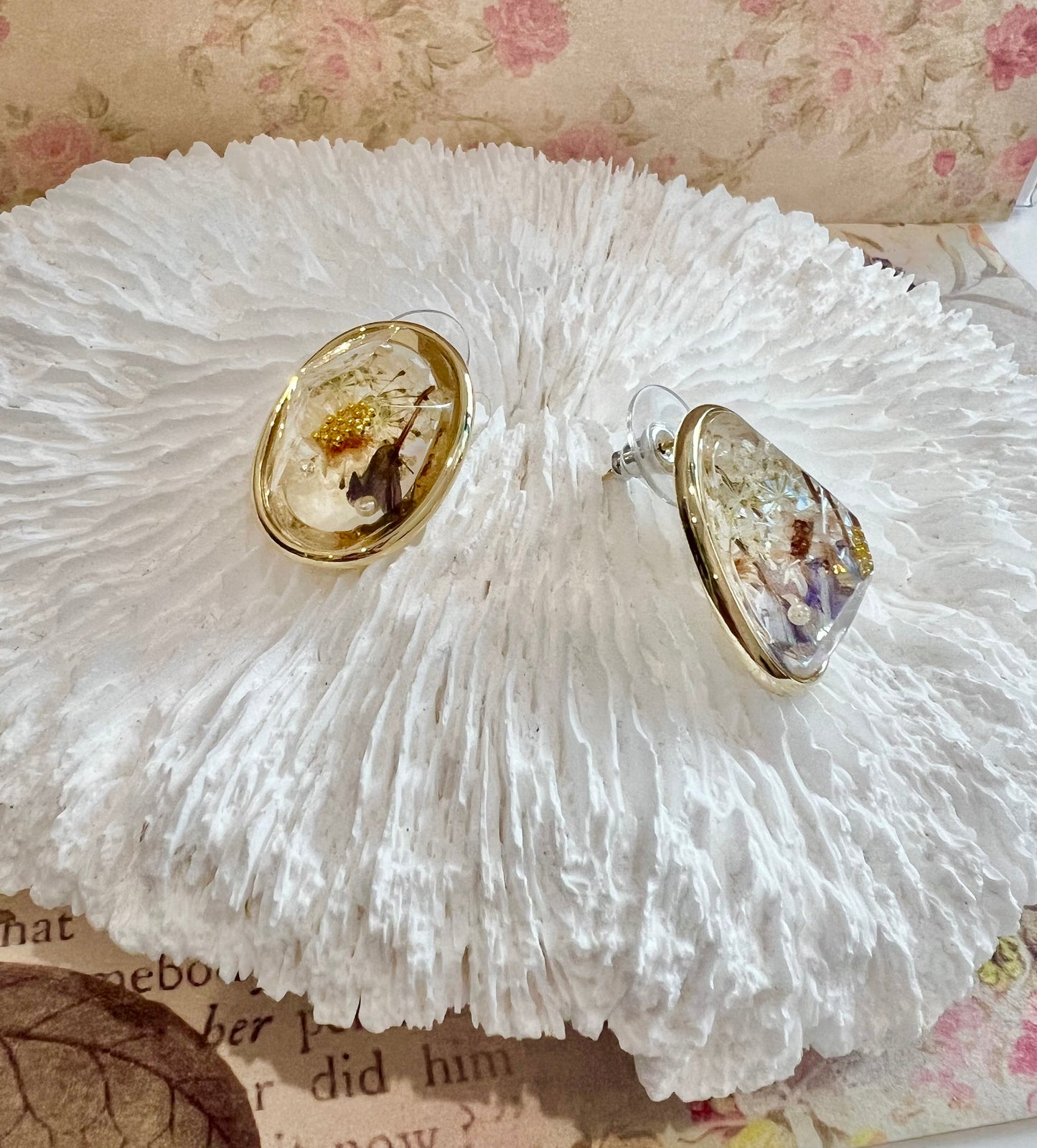 Handmade real flower earring