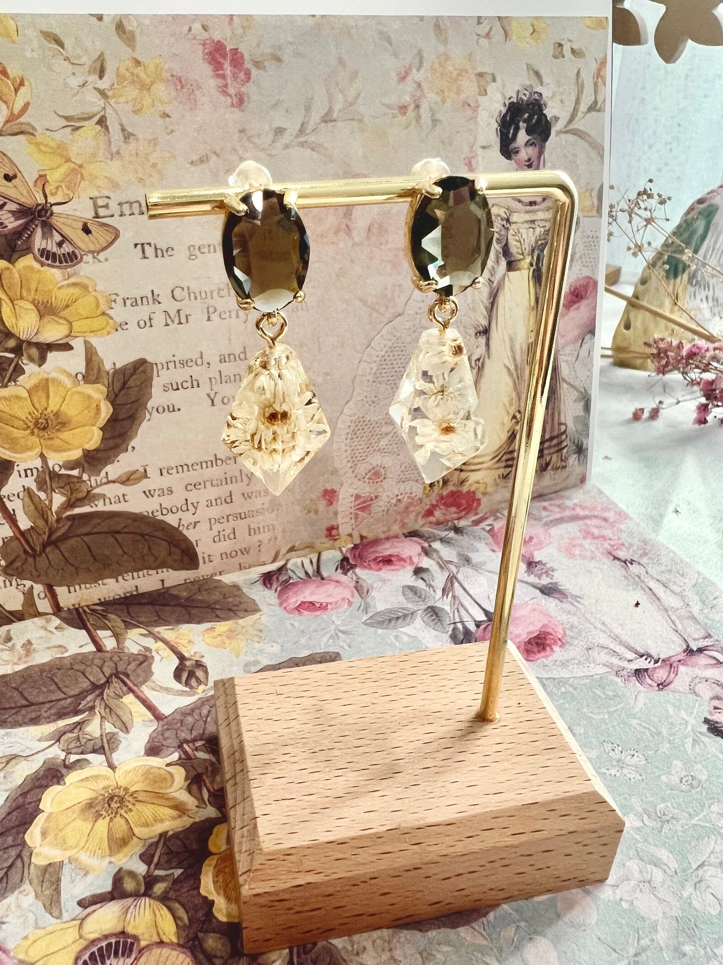 Handmade real flower earring