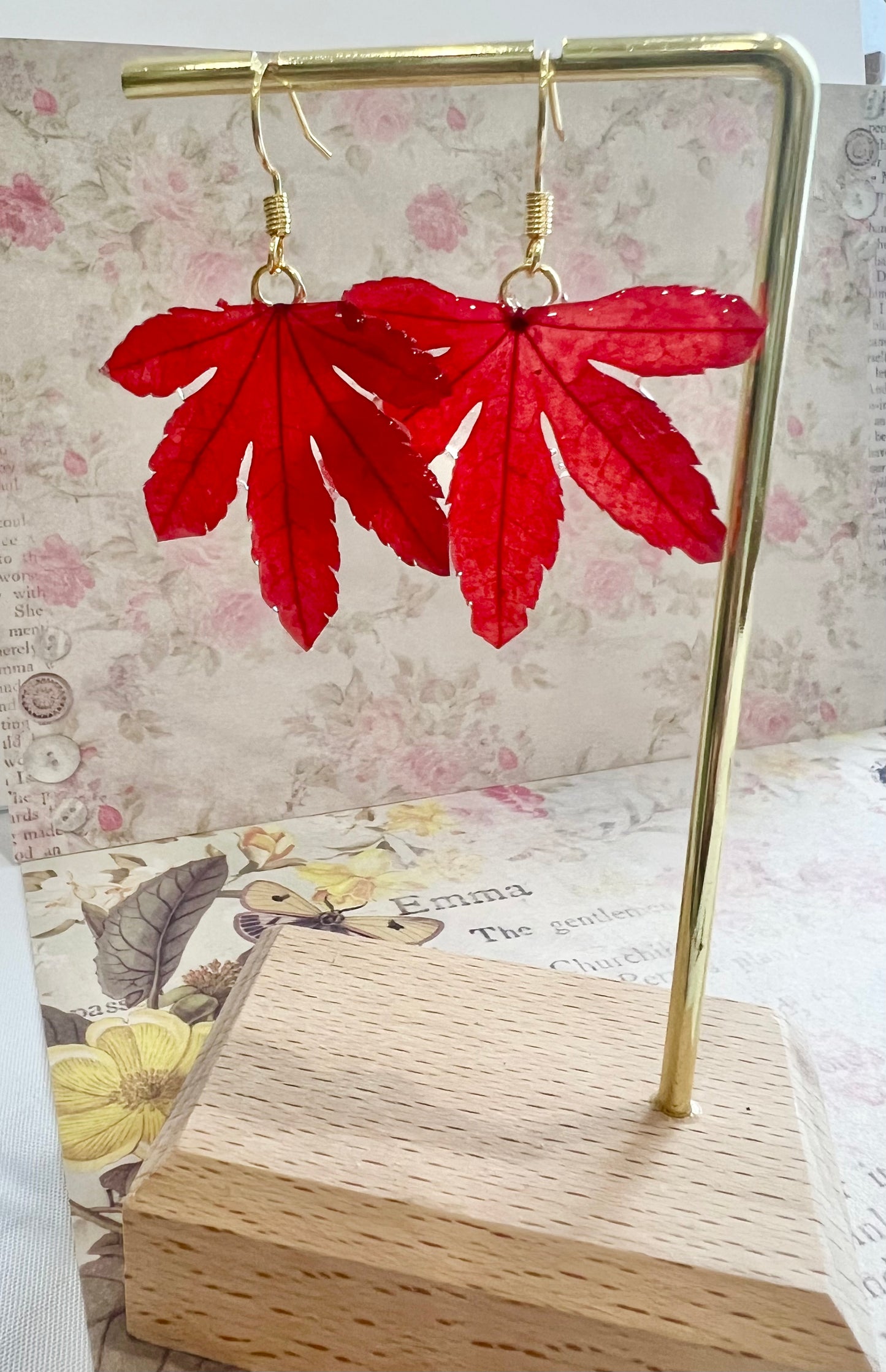 Handmade maple leaf earring