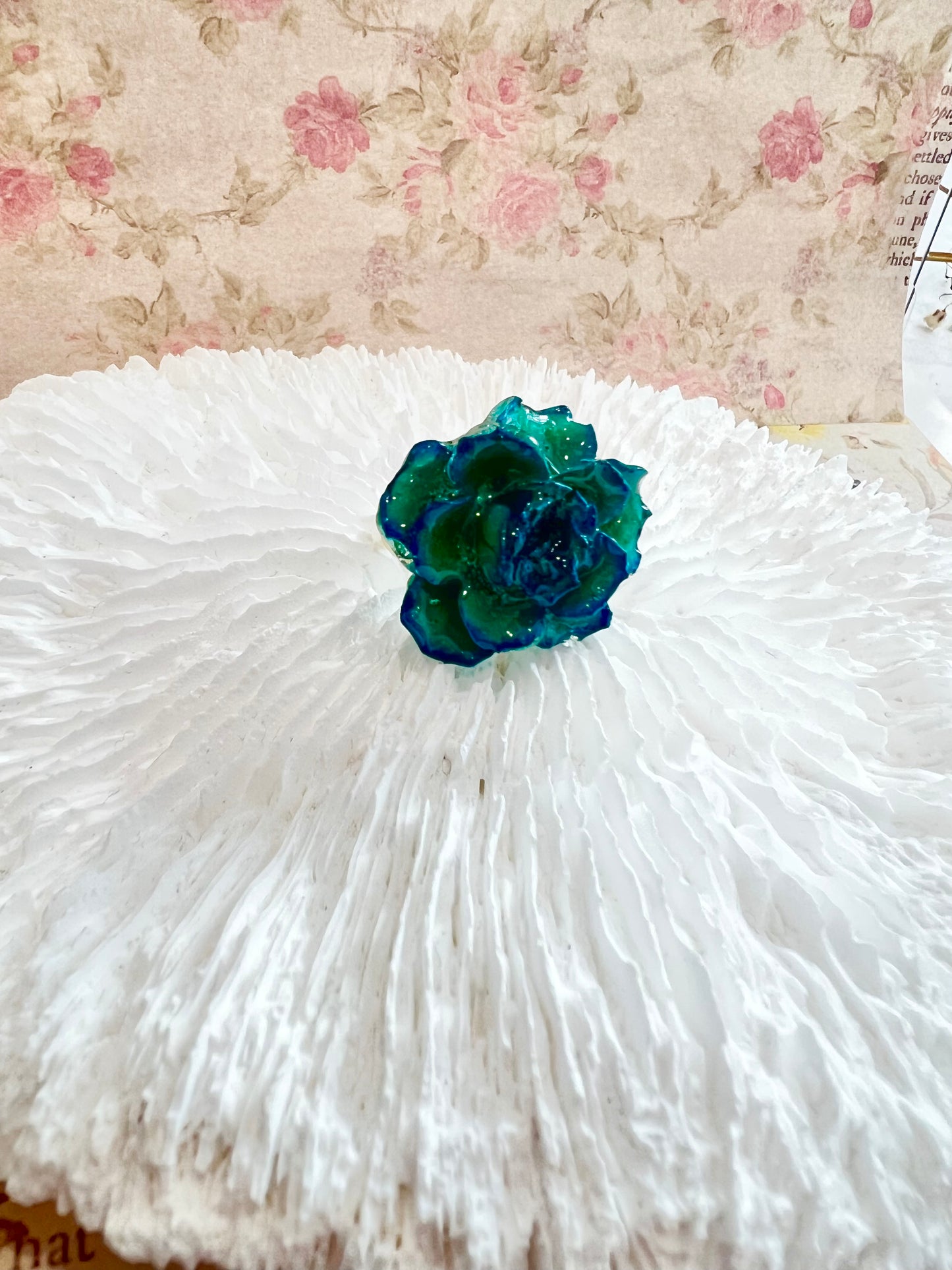 Handmade blue rose ring