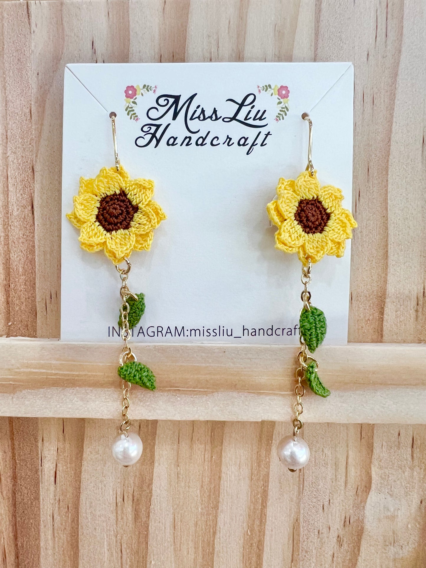 Handmade crochet sunflower earring