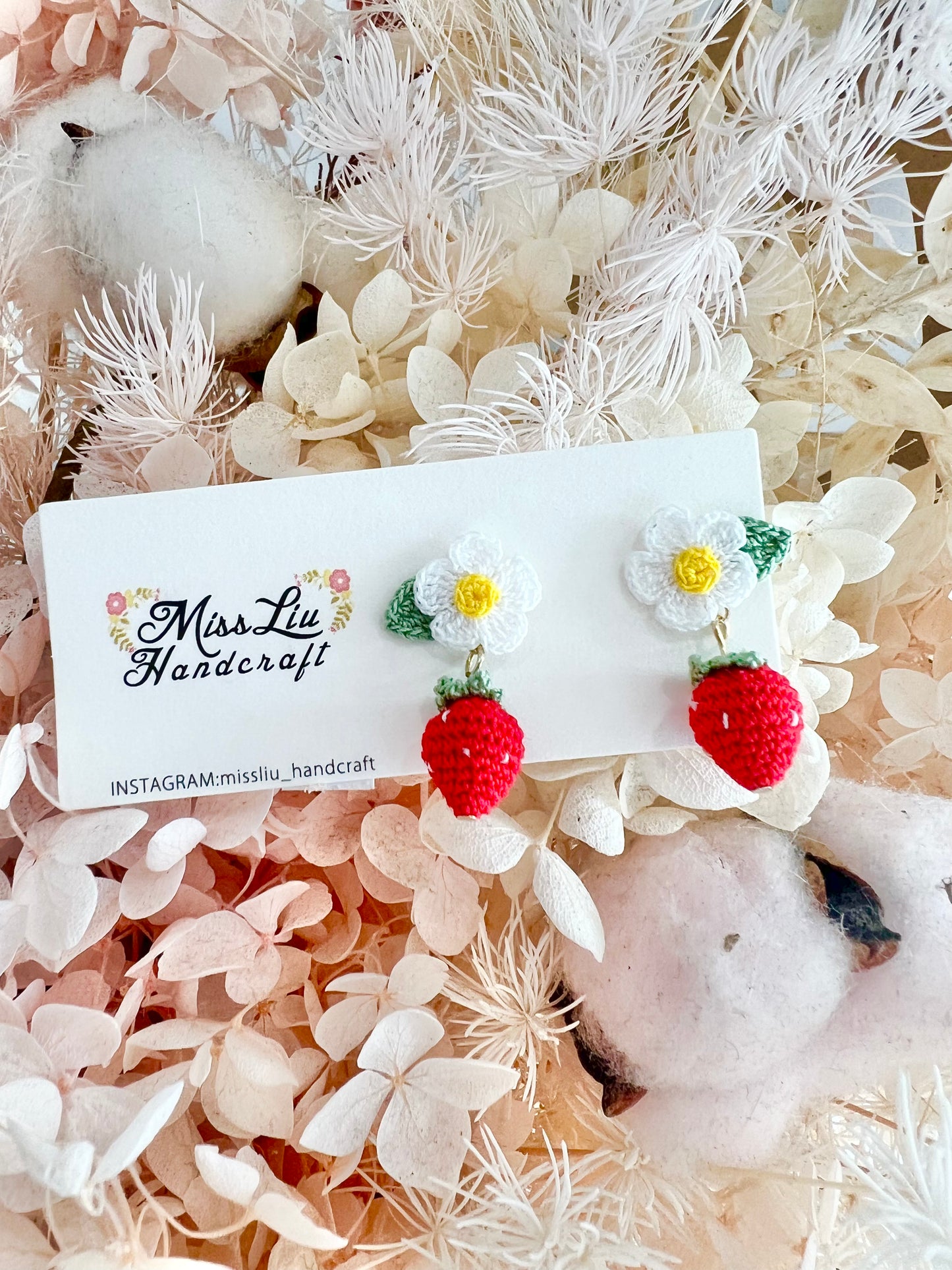 Handmade crochet strawberry earring