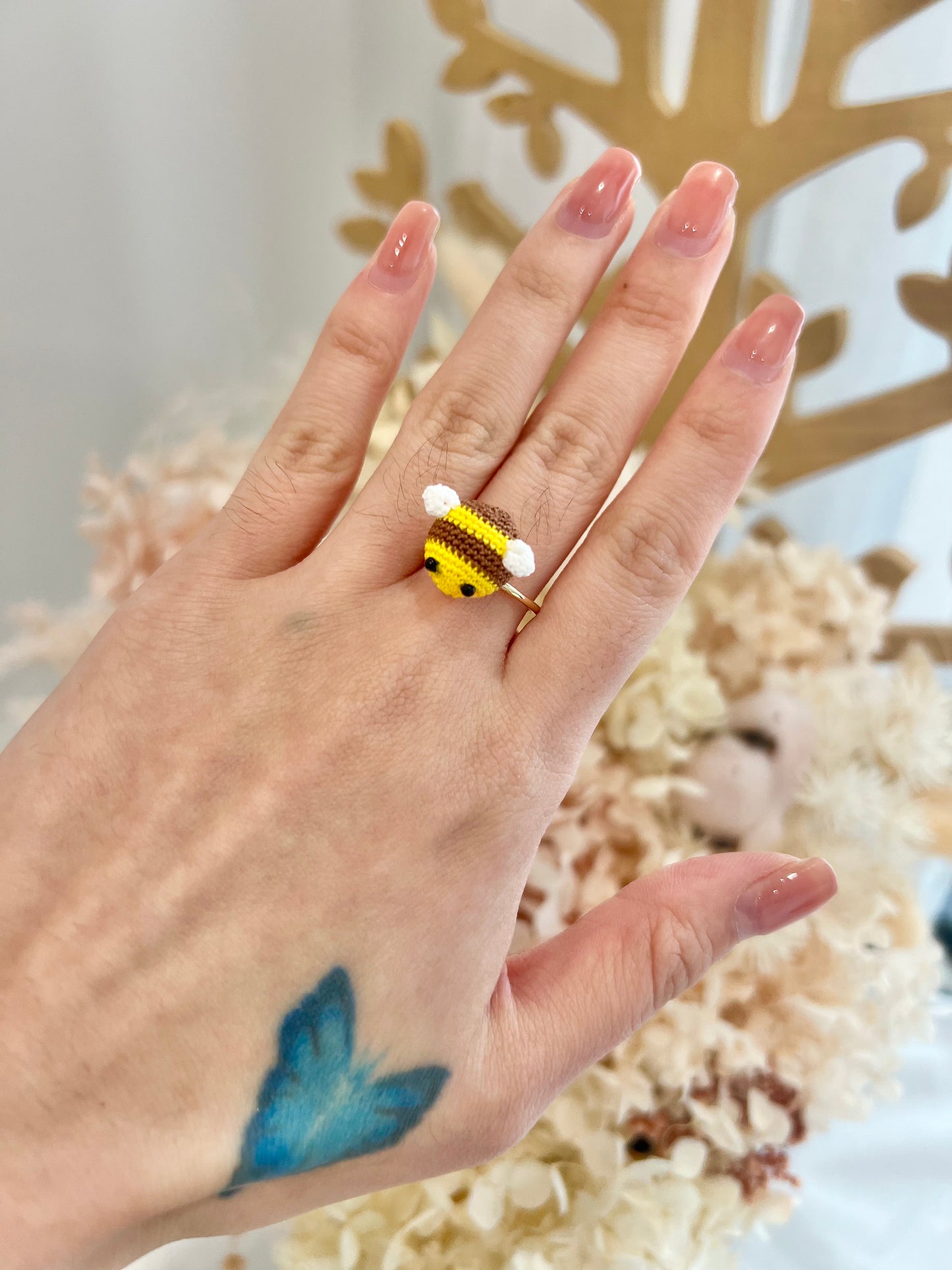 Handmade crochet bee ring