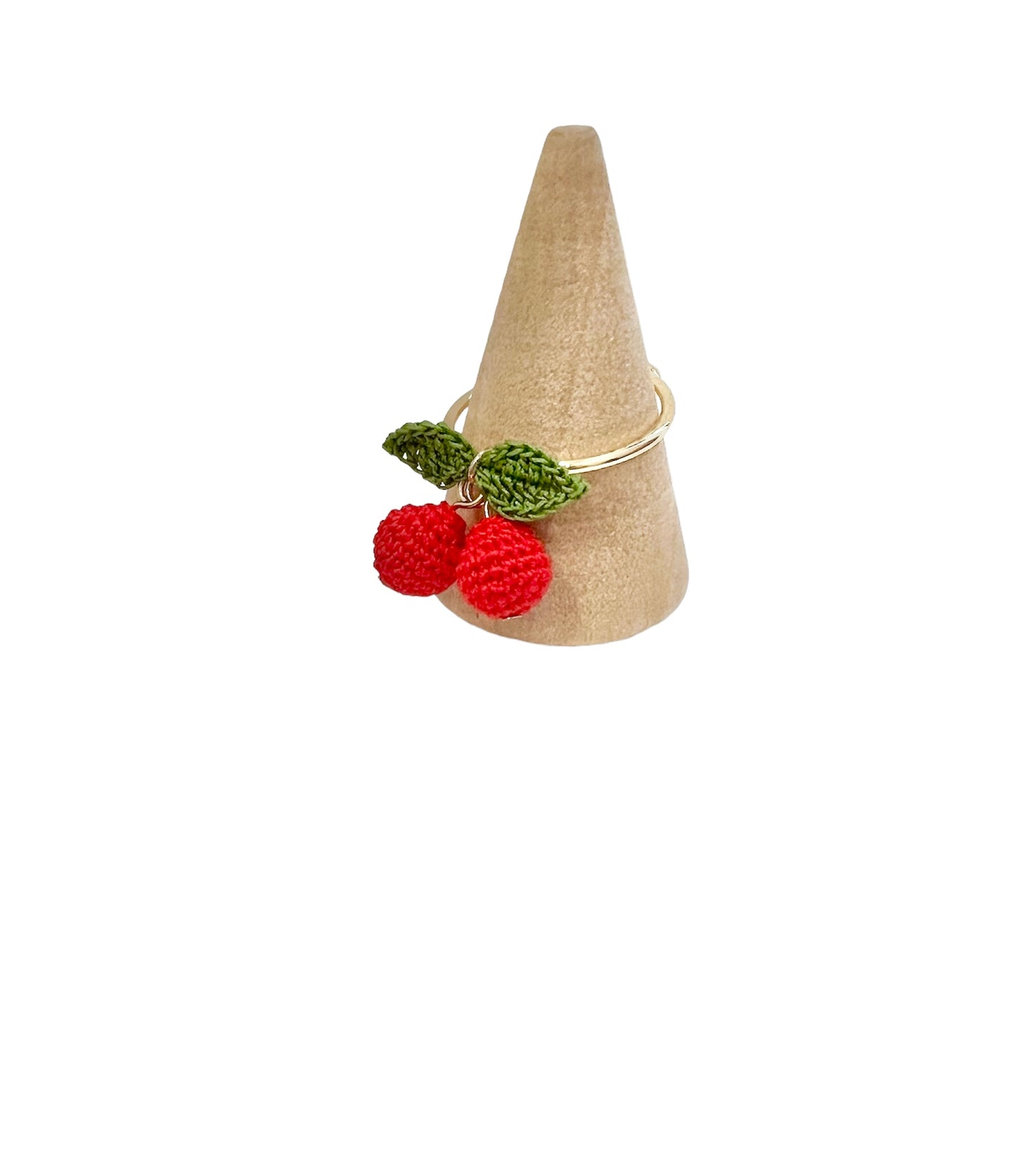 Handmade crochet cherry ring