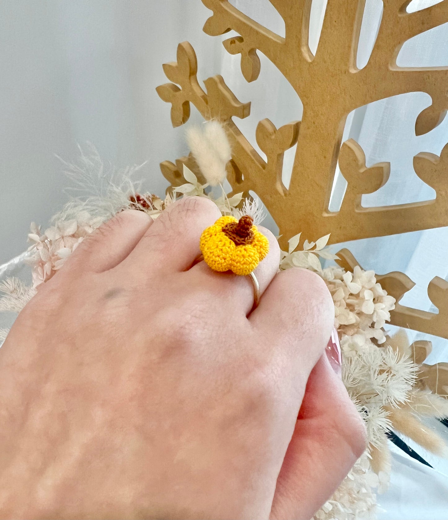 Handmade crochet pumpkin ring