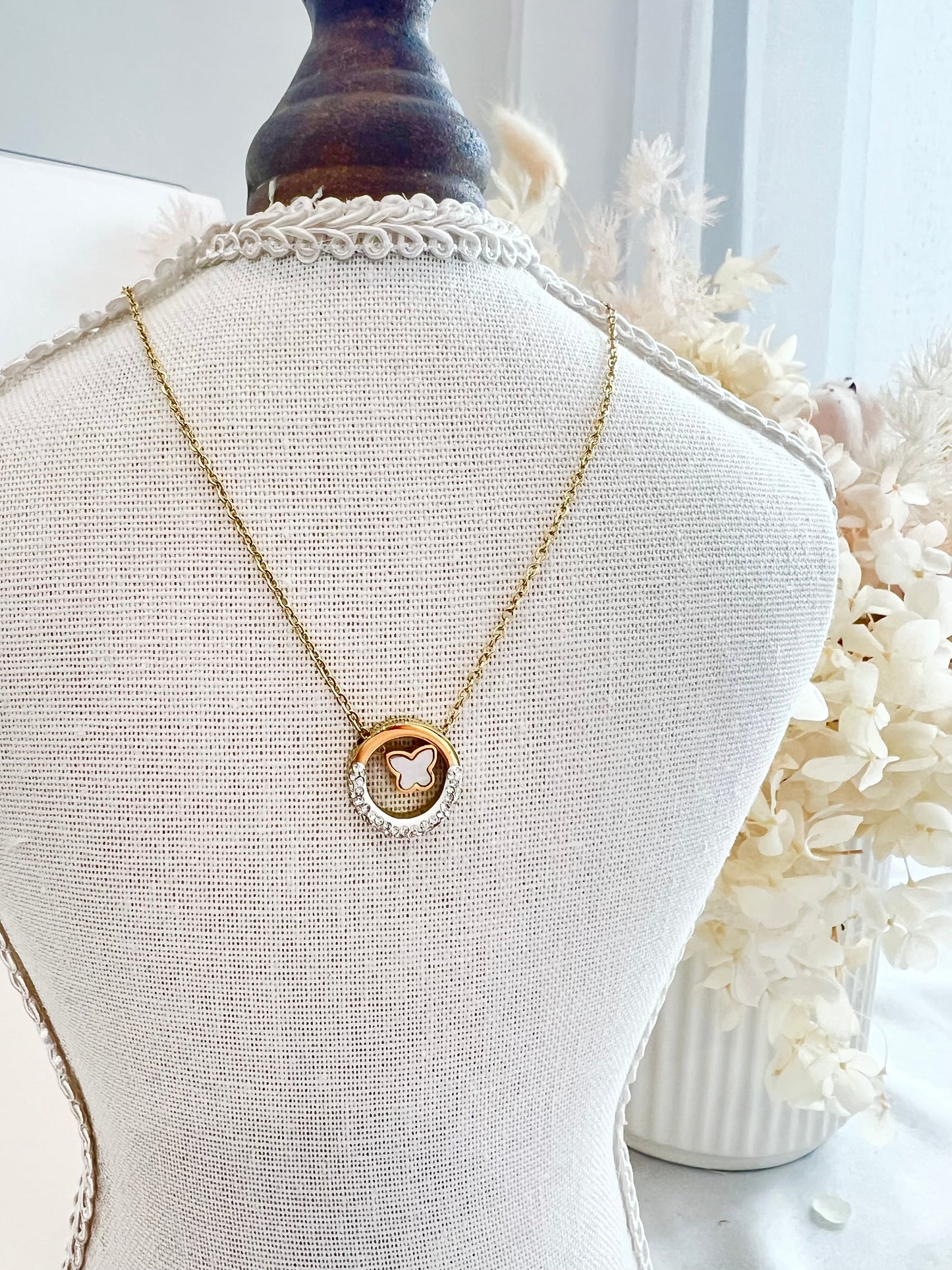 Butterfly circle necklace