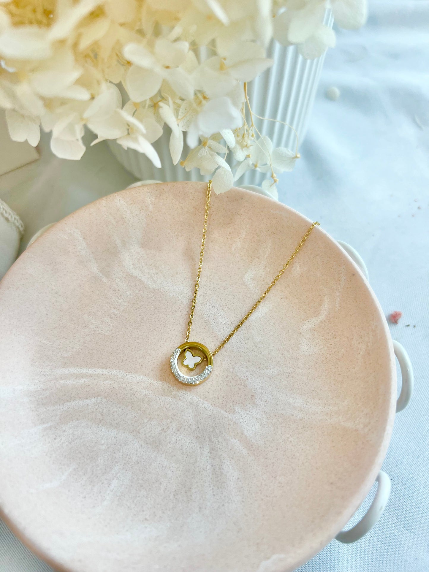 Butterfly circle necklace