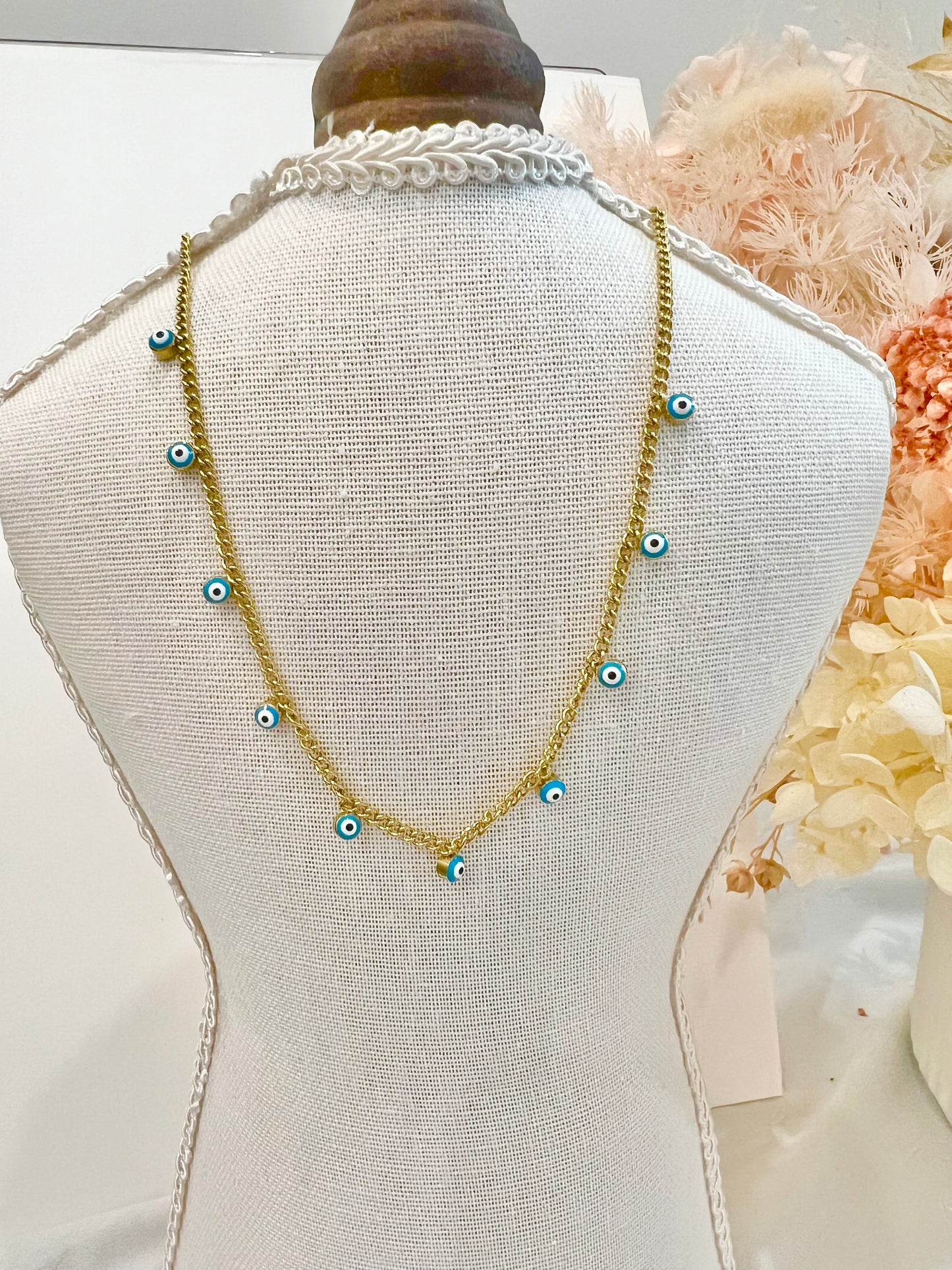 Gold evil eye necklace