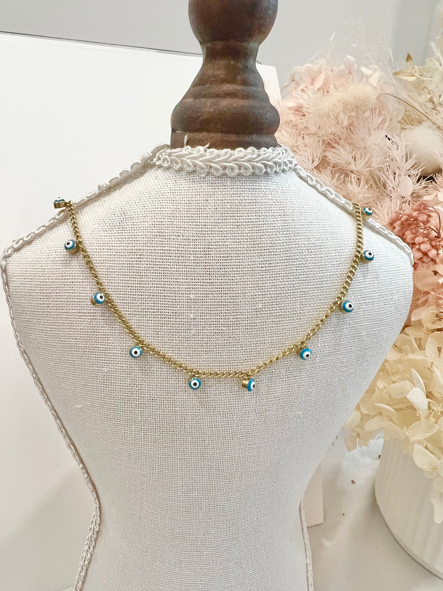 Gold evil eye necklace