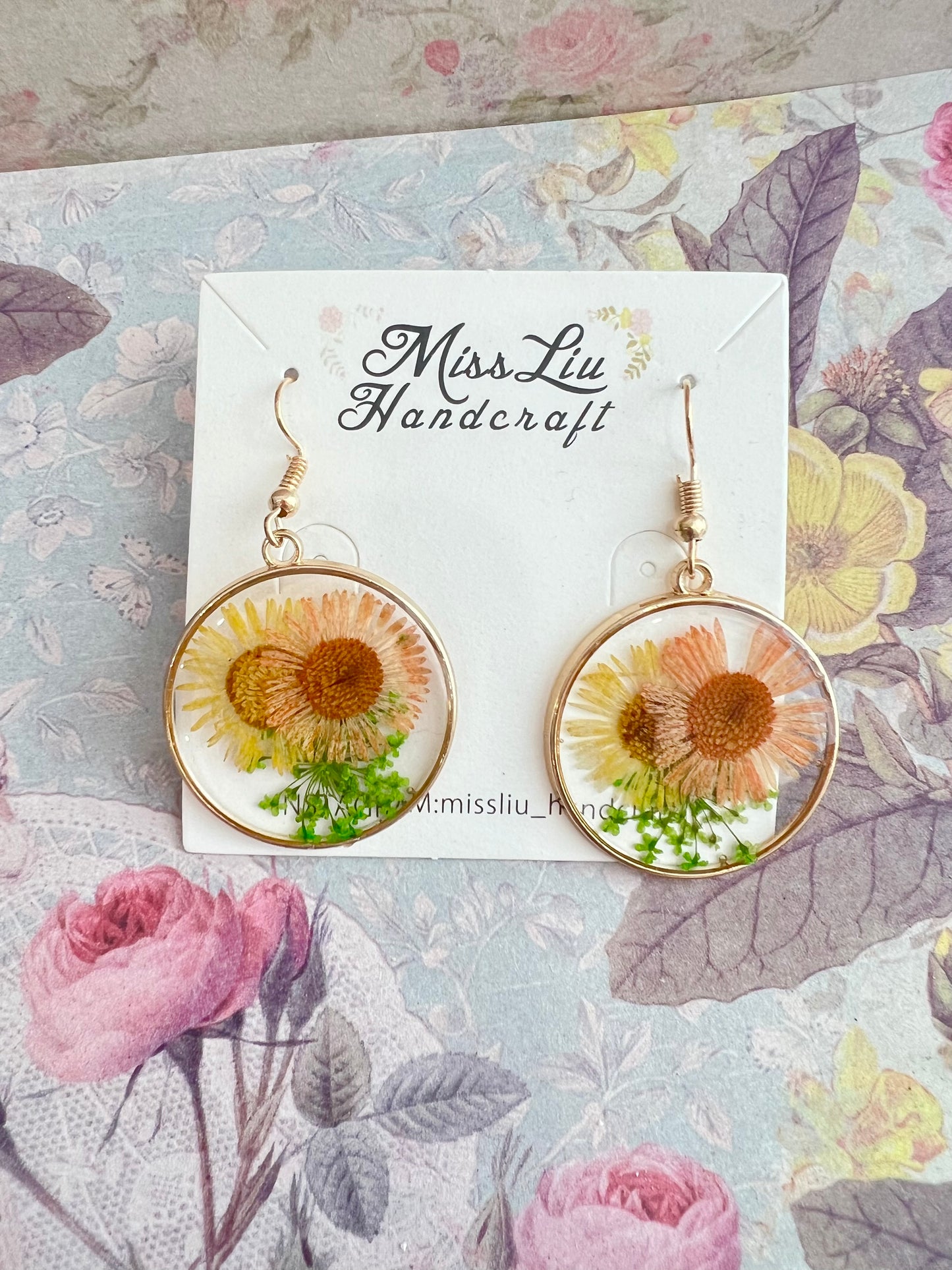 Handmade real flower earring