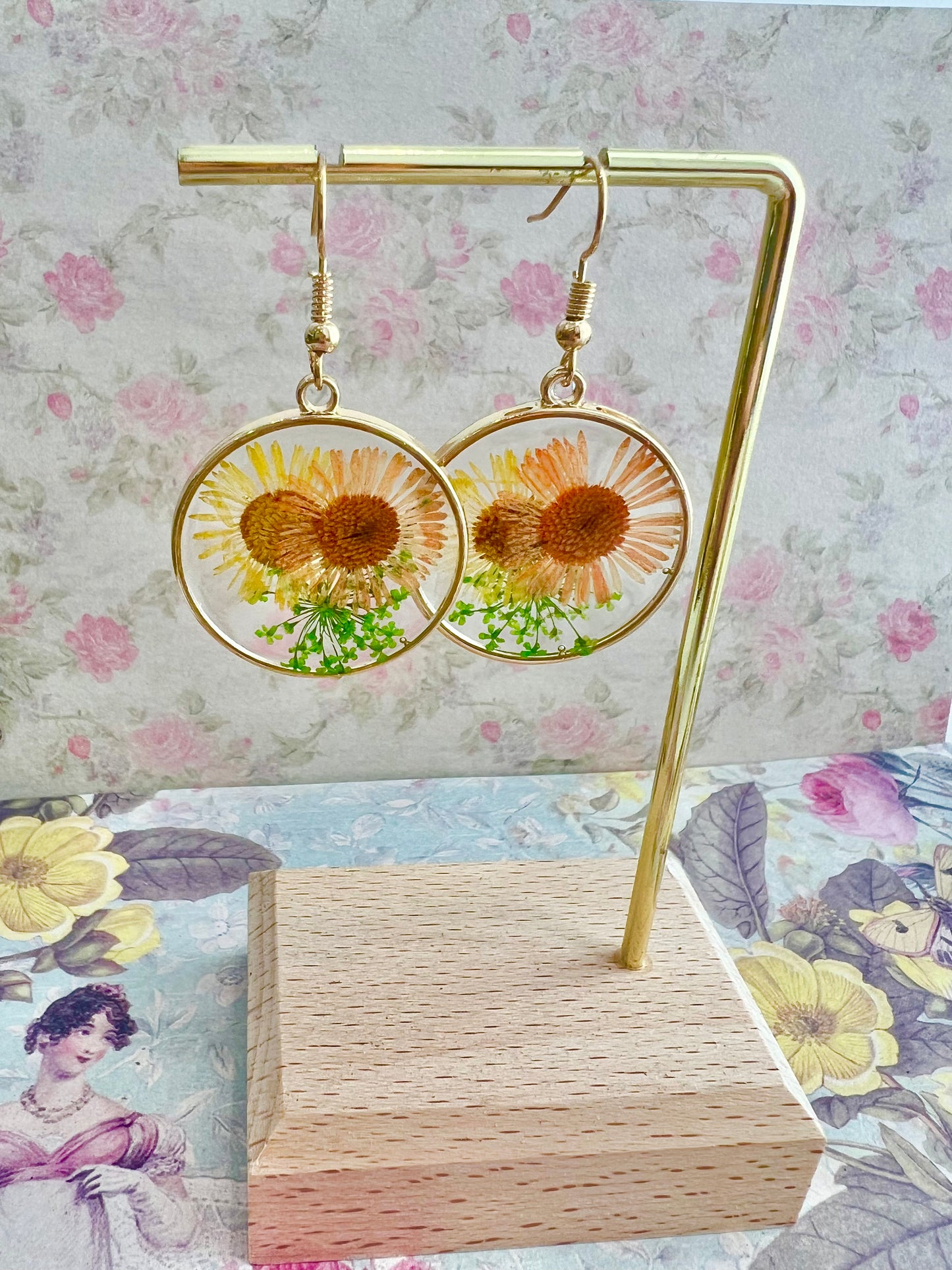 Handmade real flower earring