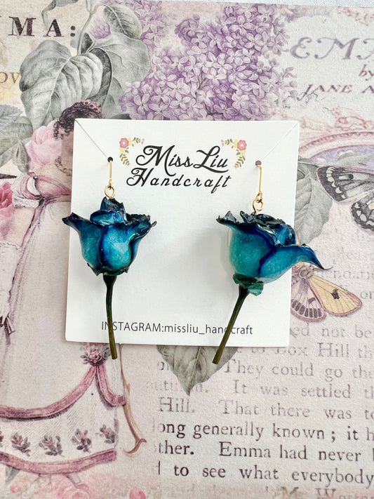 Japanese cobalt rose earring