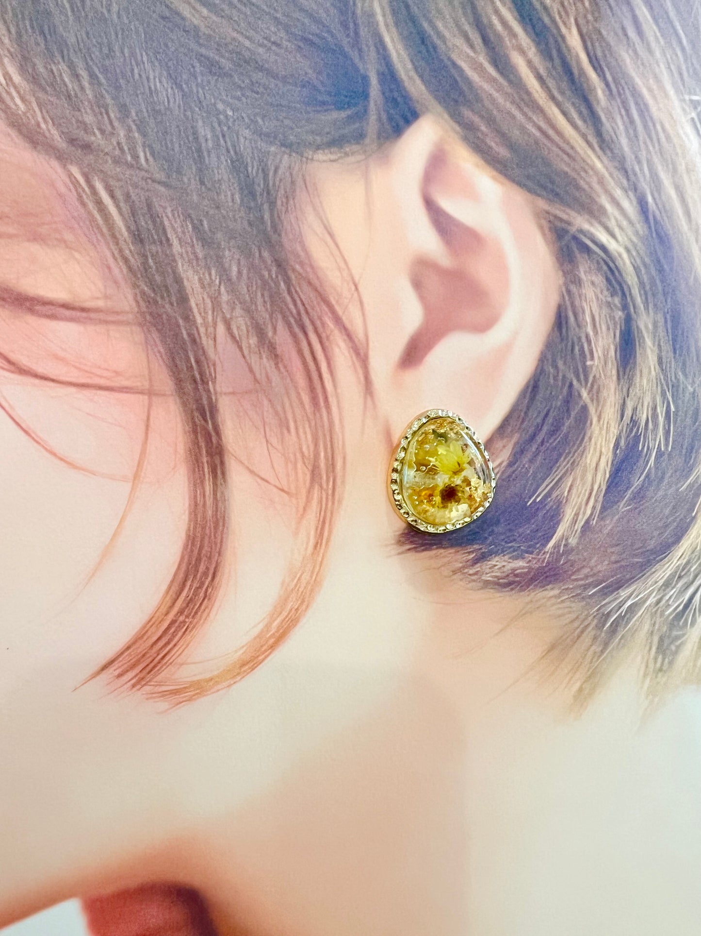 Handmade real flower earring