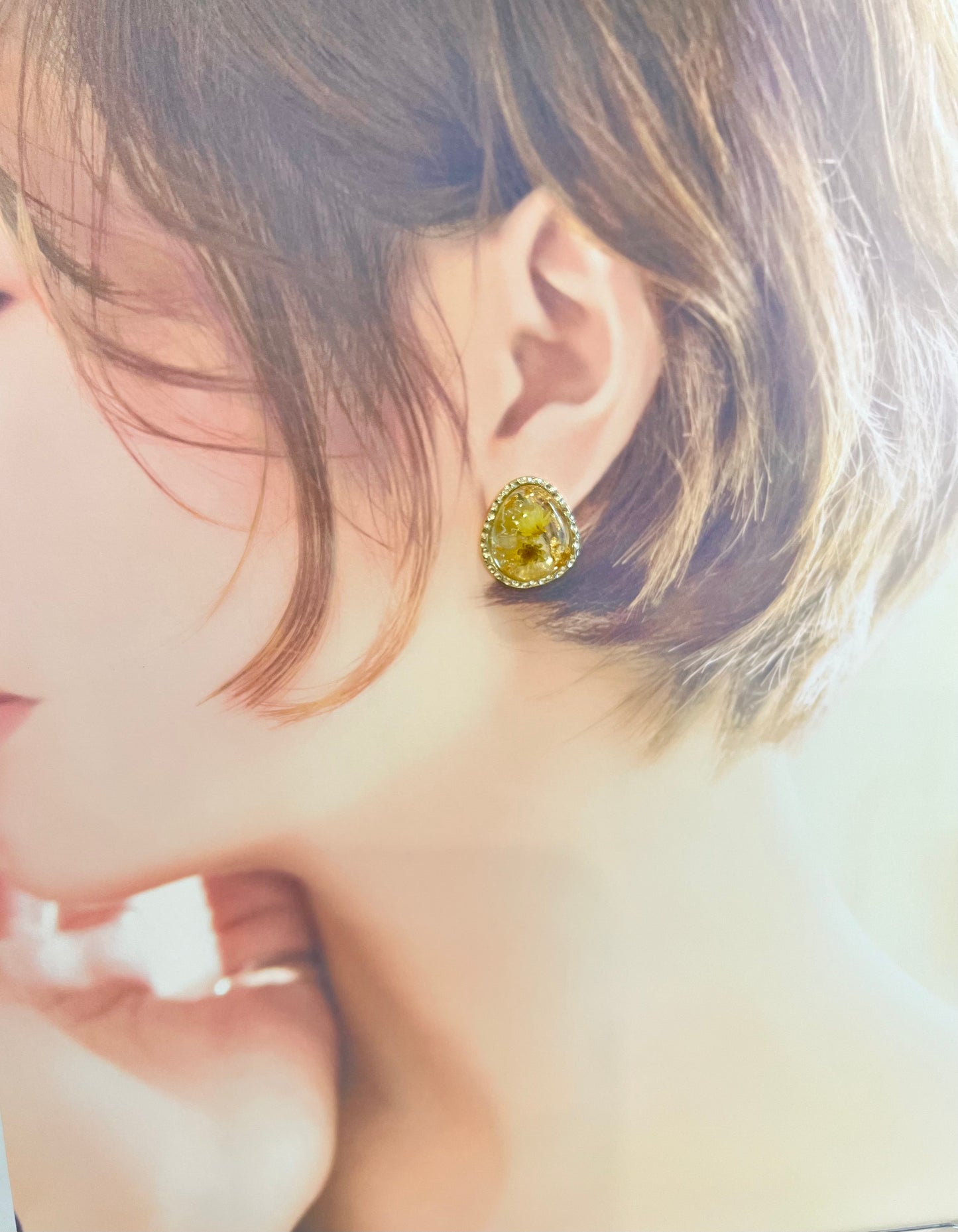 Handmade real flower earring