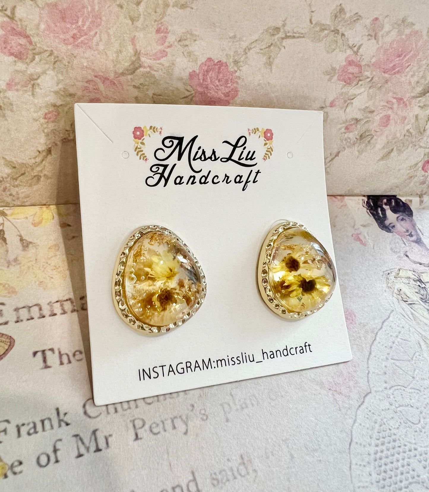 Handmade real flower earring