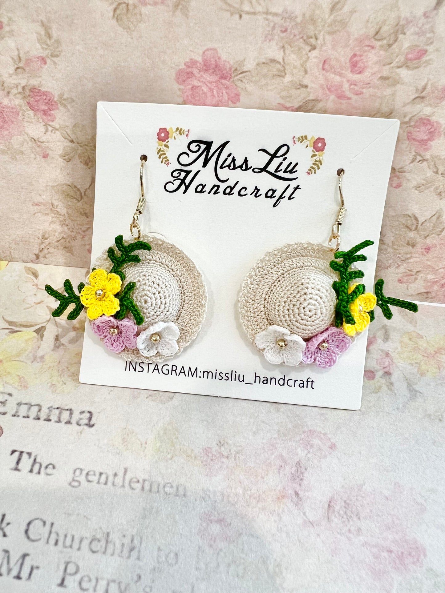 Handmade crochet little hat earring