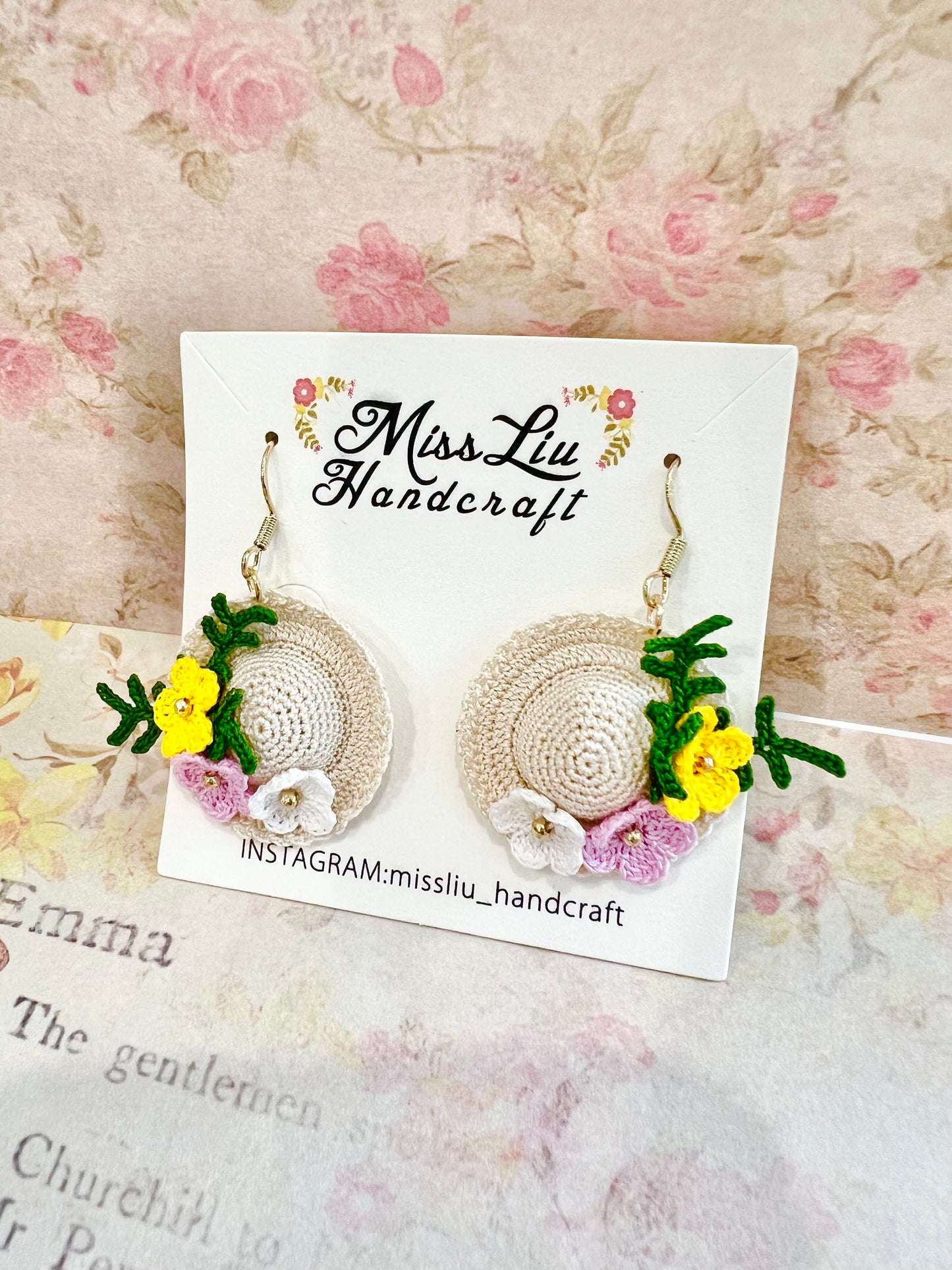 Handmade crochet little hat earring