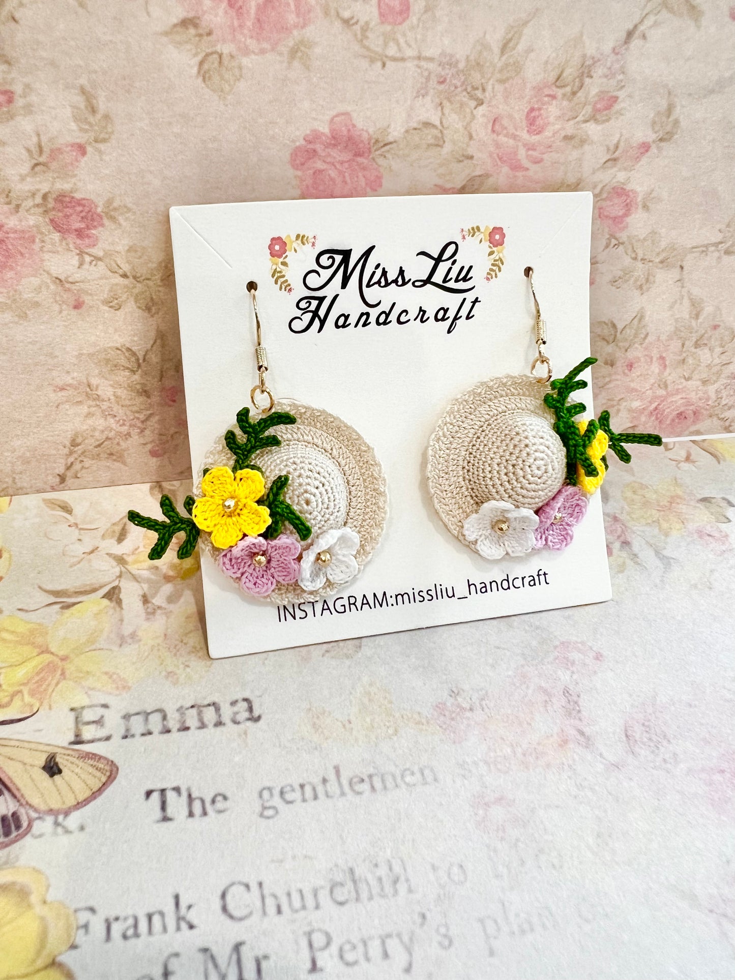 Handmade crochet little hat earring