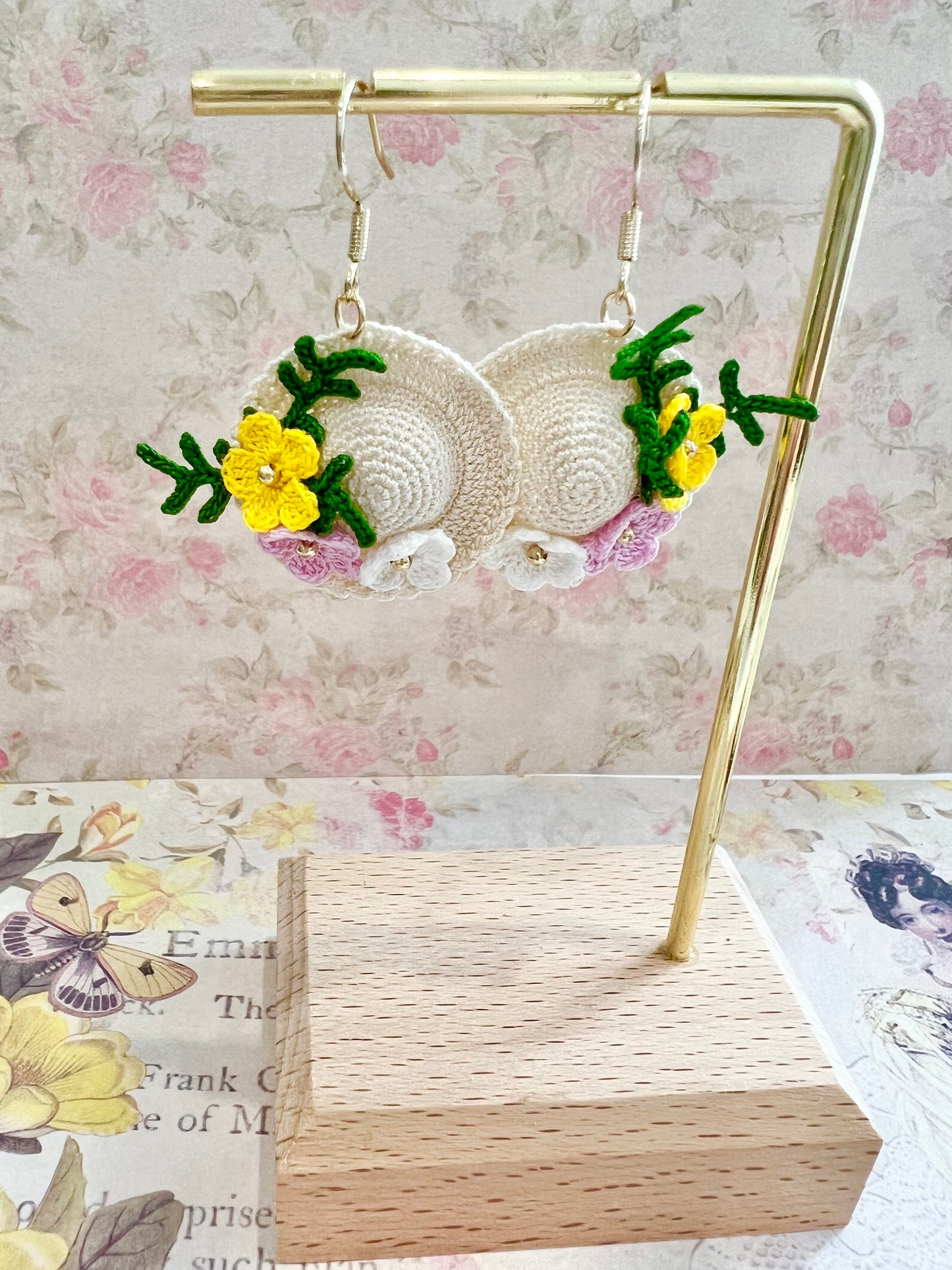 Handmade crochet little hat earring