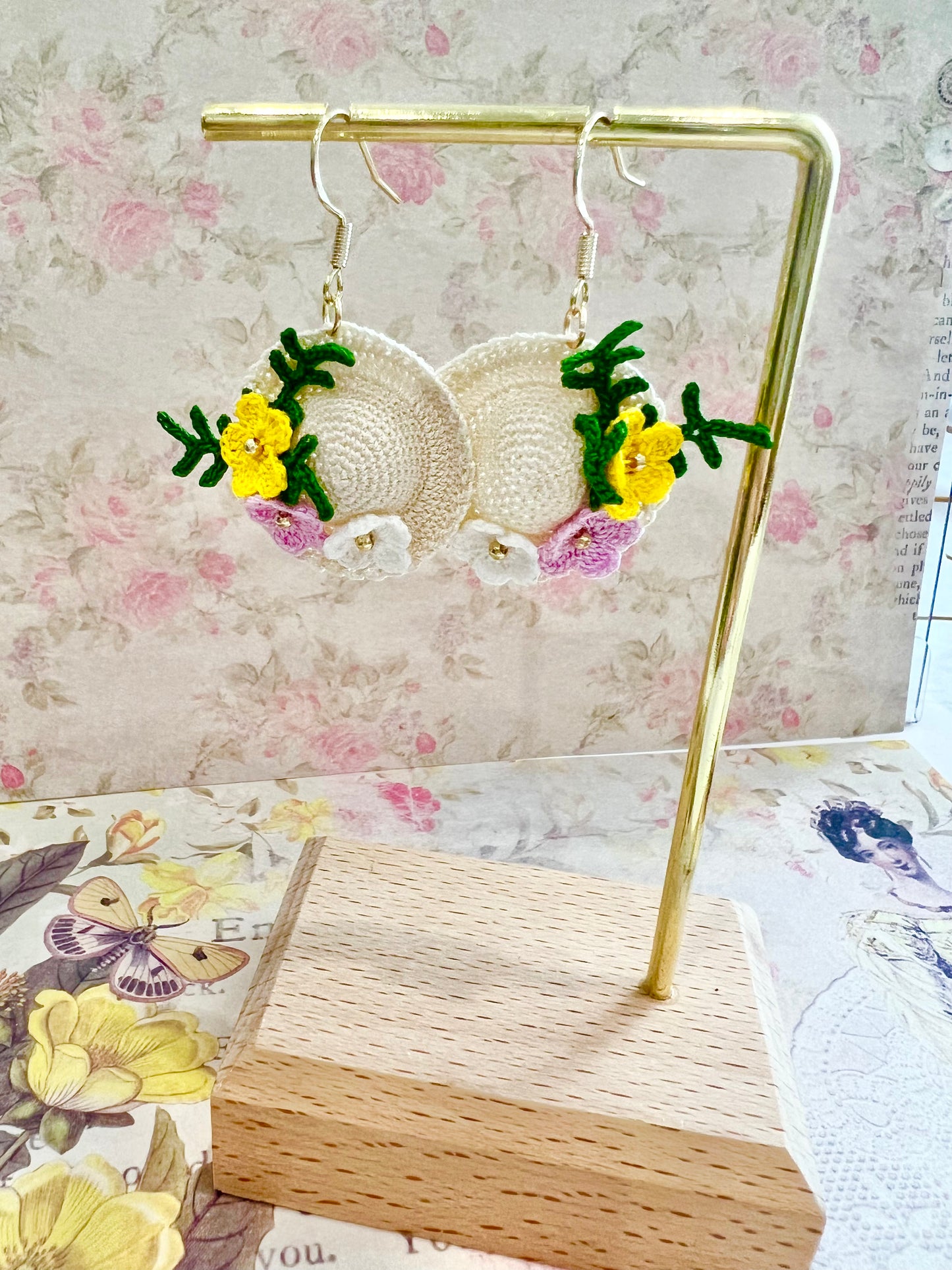 Handmade crochet little hat earring