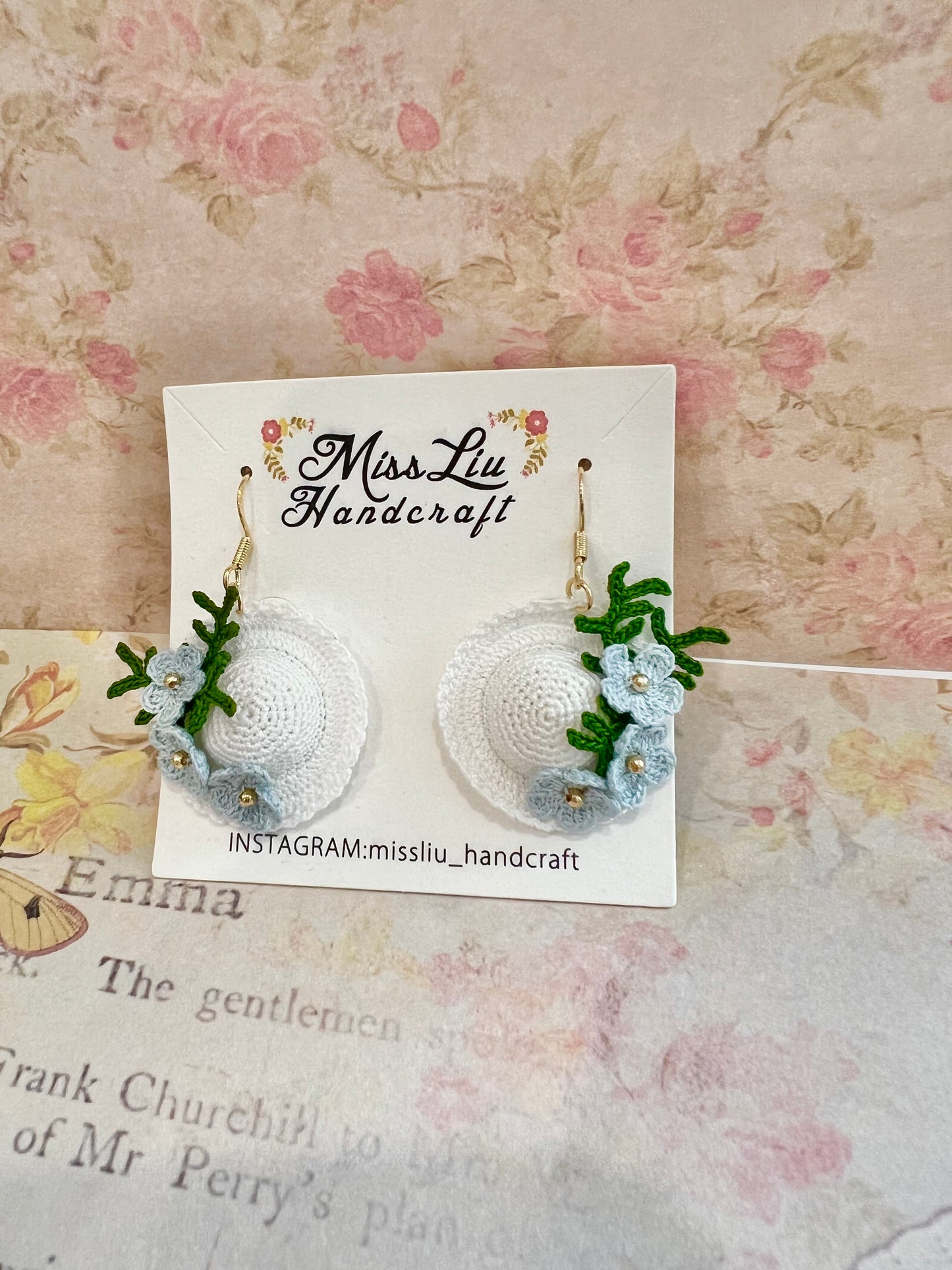 Handmade crochet little hat earring