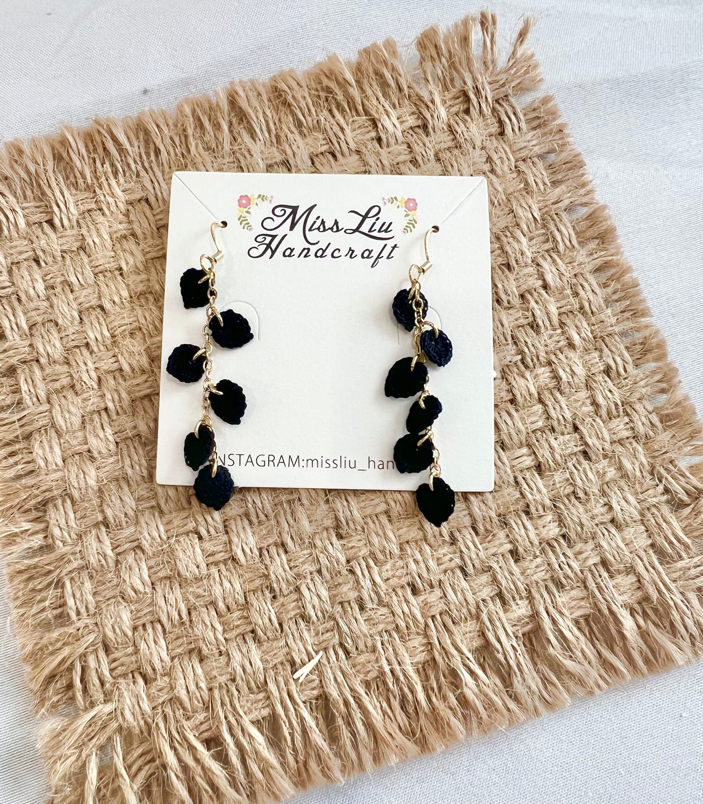 Handmade crochet leaves earring