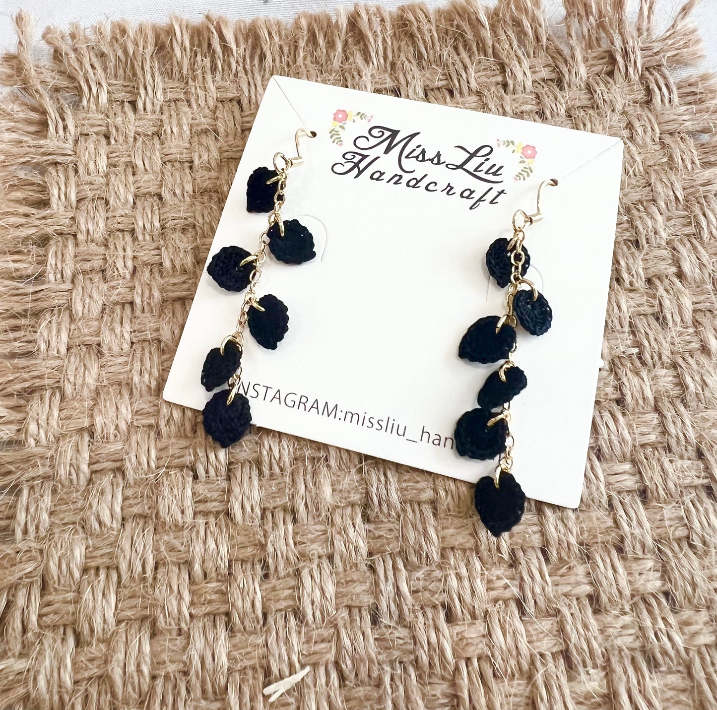 Handmade crochet leaves earring