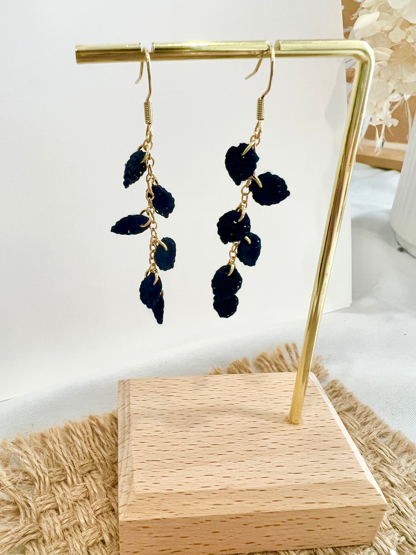 Handmade crochet leaves earring