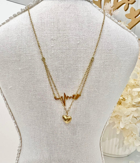 Gold heartbeat necklace