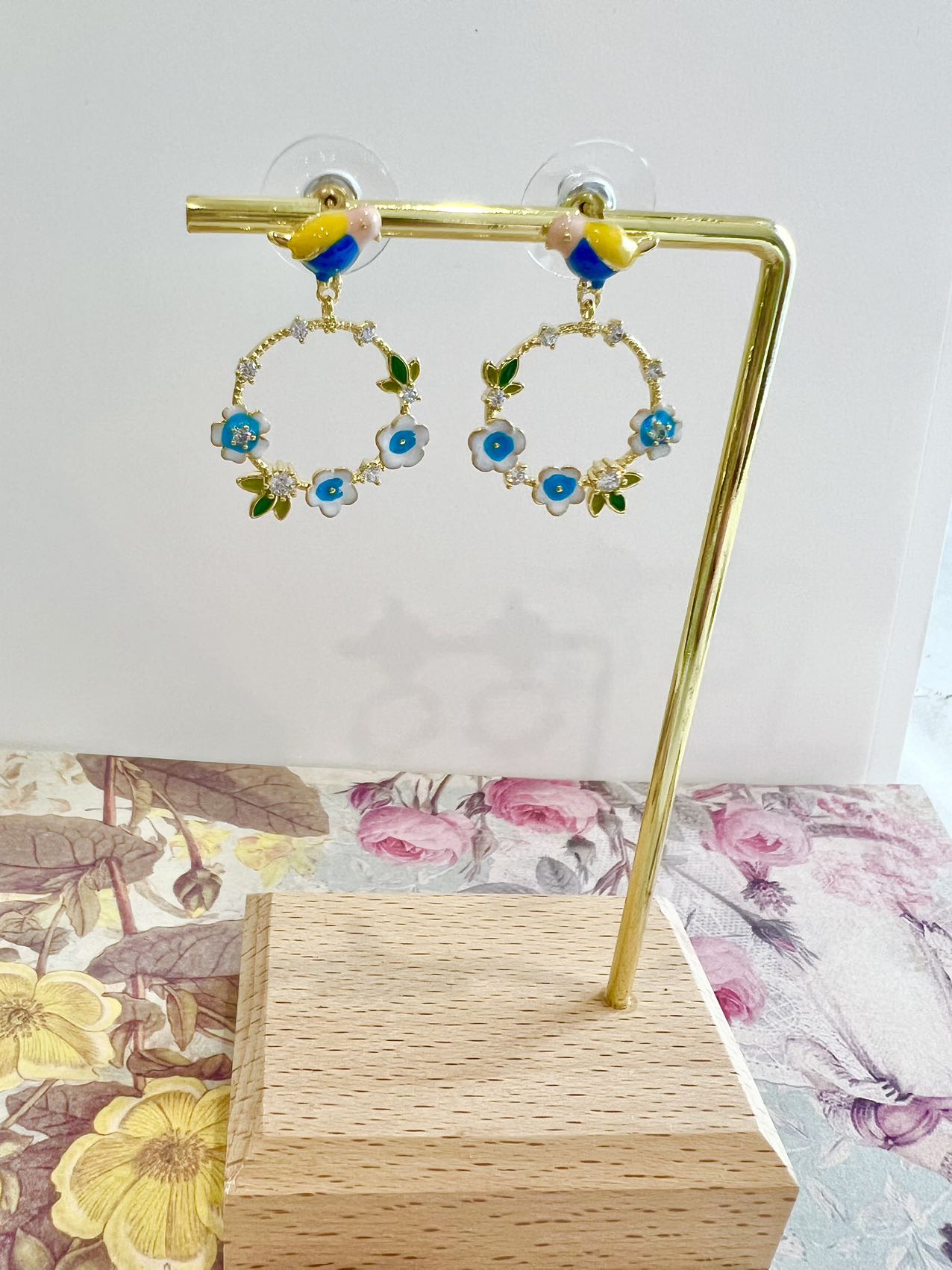 Yellow Bird flower earring