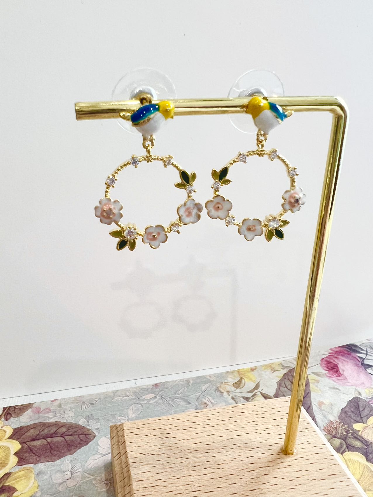 Yellow Bird flower earring