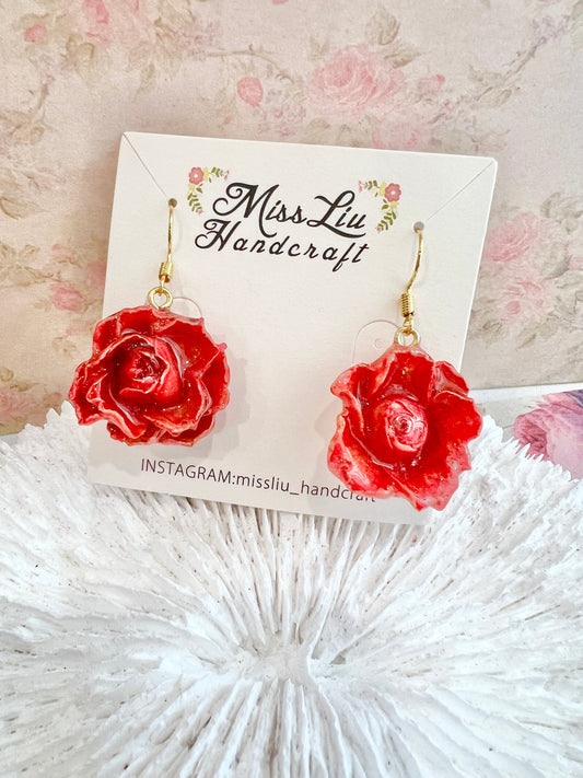 Handmade light pink rose earring