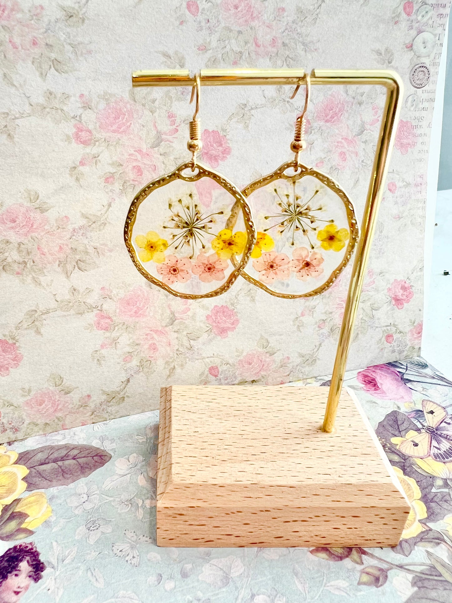 Handmade real flower earring