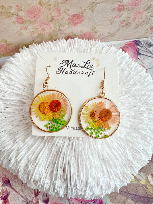 Handmade real flower earring