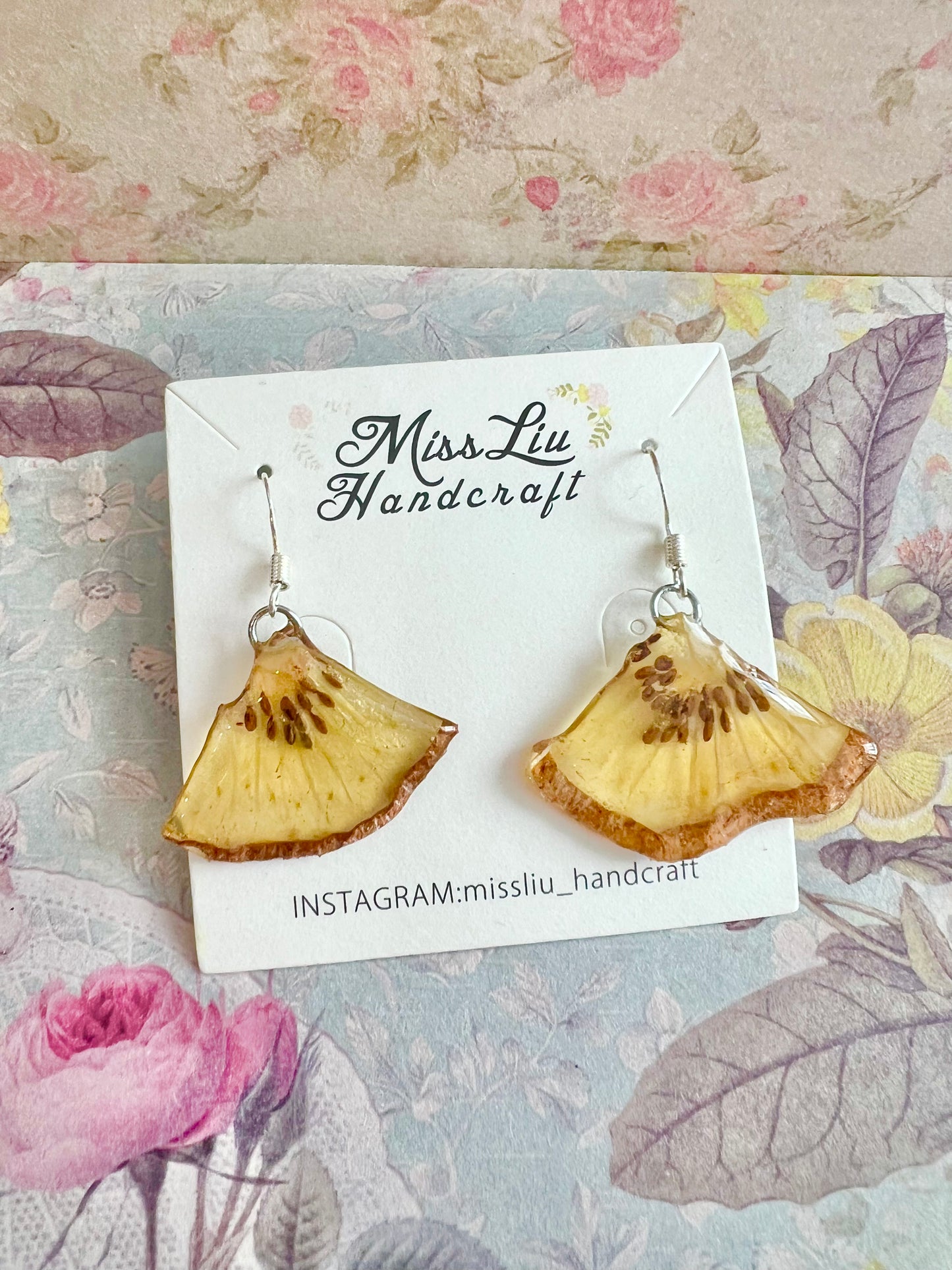 Handmade real kiwi fruit earring