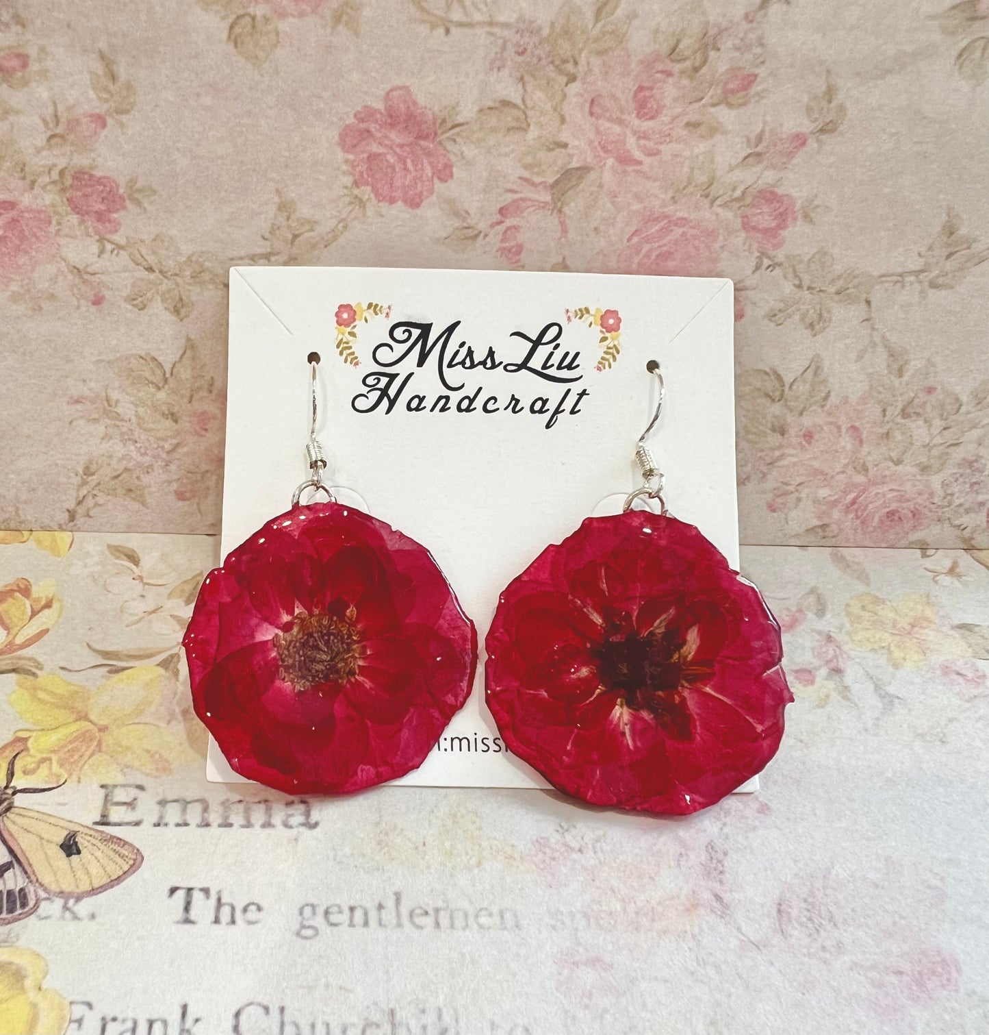 Handmade poppy flower earring